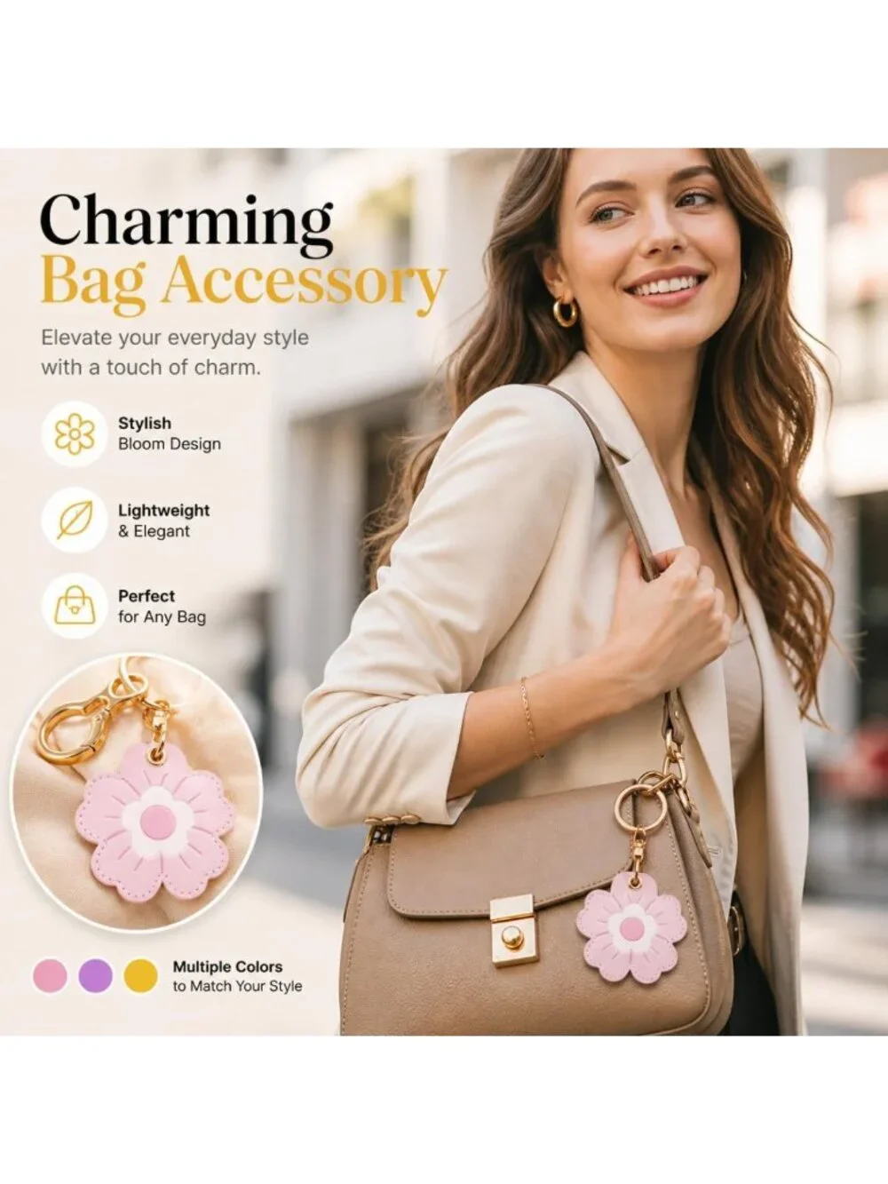 Floral Leather Keychain Holder for AirTag - Protective Case Set of 4